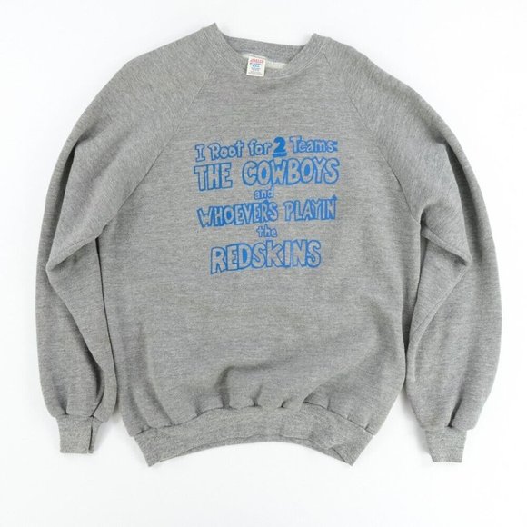 VTG 80s Jerzees NFL Dallas Cowboys Anti-Redskins Pullover Sweatshirt Made USA M - Picture 1 of 6